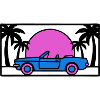 Convertible Palm Trees Sunset Graphic
