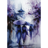 Blue Umbrellas in Purple Rain