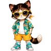 Hawaiian Tropical Cat Yellow Glasses