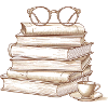 Stack of books with glasses