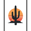 Desert Sun Cactus Silhouette