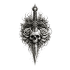 Skull Rose Dagger Gothic Graphic