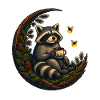 Moon Forest Raccoon with Teacup