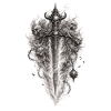 Flaming Skull Sword Gothic Graphic