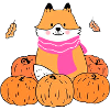 Cute Fox with Pumpkins Autumn Cartoon