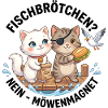 Katzen Fischbrötchen Möwenmagnet