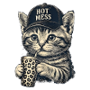 Kitten with Hot Mess Cap