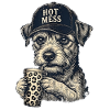 Hot Mess Hund mit Leopardenkaffee