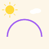 Purple bow in minimal sun