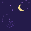 Starry Night, Moon and Purple Spiral