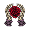 Skeleton Hands Red Rose Gothic Tattoo
