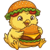 Cute Chicken Chick Cartoon Burger Funny