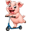 Pig Scooter Scooter Funny Farm Motif