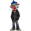 Head punk: Blue Mohican in jeans