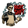 Night Shift Coffee – Barista-Skelett Nachtschicht