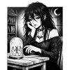 Gothic night owl in a glass