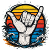 Shaka Wave Sunset Surf Vibes