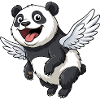 Cute Panda Angel with Wings Cartoon