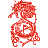 Dragon-loup viking (rouge)