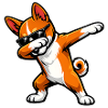 Dabbing Basenji in comic style