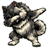 Dabbing Keeshond in comic book style