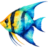 Blauer Gelbfisch Aquarell