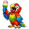 Papagei mit einem Eis