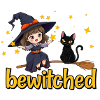 Witch and cat in star magic