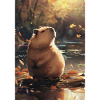 Herbstmurmeltier im Spiegelbild