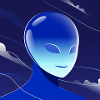 Blauer Alien Blick Maskenkunst