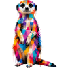 Buntes Erdmännchen mit Farbklecksen 