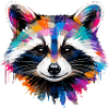 Bunter Waschbär mit Farbklecksen