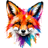 Bunter Fuchs mit Farbklecksen