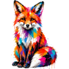 Bunter Fuchs mit Farbklecksen