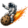Astronaut hits meteor rocket