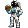 Astronaut with burger in space