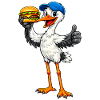 Stork with hamburger