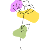 Lineart flower with pastel shapes