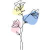 Delicate Lineart Flowers with Pastel