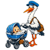 Stork with pram