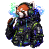 Cyberpunk Lofi Red Panda Neon 