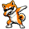 Dabbing Akita Inu in Comic Style