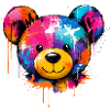 Bunter Teddybär mit Farbklecksen  