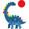 Cute rainbow dinosaur with mountains