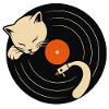 Cat DJ sur disque vinyle