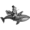 A fox riding a whale