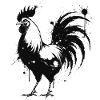 Hahn-Silhouette in Splatter-Tinte