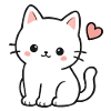 Cute White Kawaii Cat With Heart