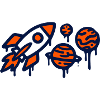 Rocket Launch Planet Graffiti