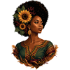 Afro Woman Sunflower Crown